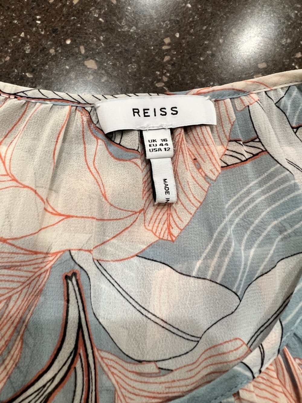 Reiss sheer leaf print blouse with Long-Sleeves - Picture 8 of 10